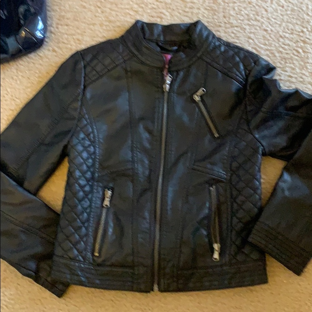 Aqua black biker jacket